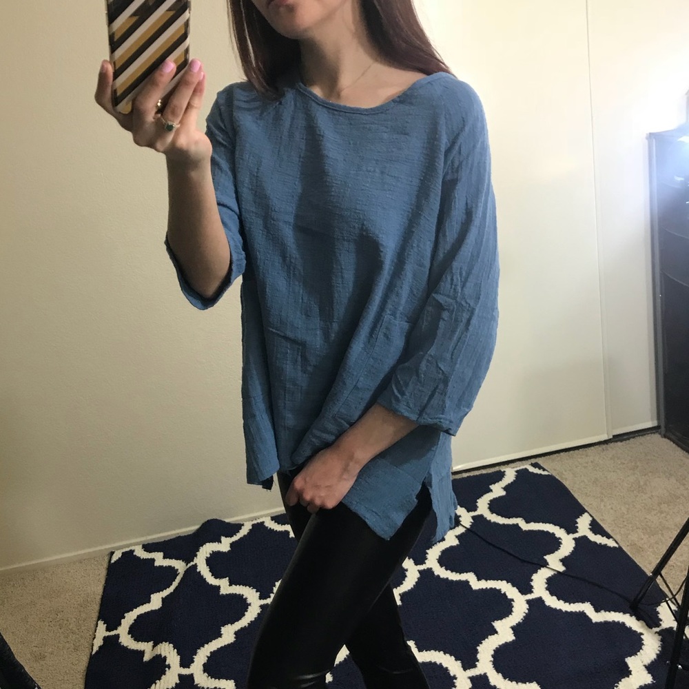 100% Cotton Denim Blue Blouse - Picture 7 of 7